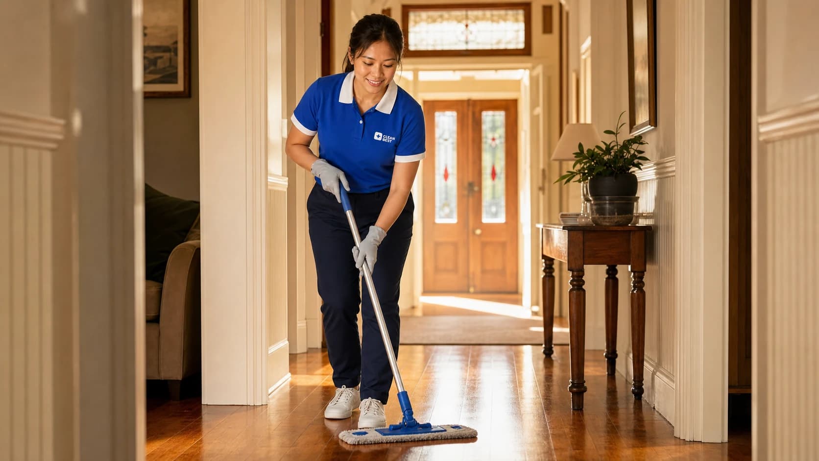 Clean Best cleaner working through the kitchen of a home in Yennora NSW